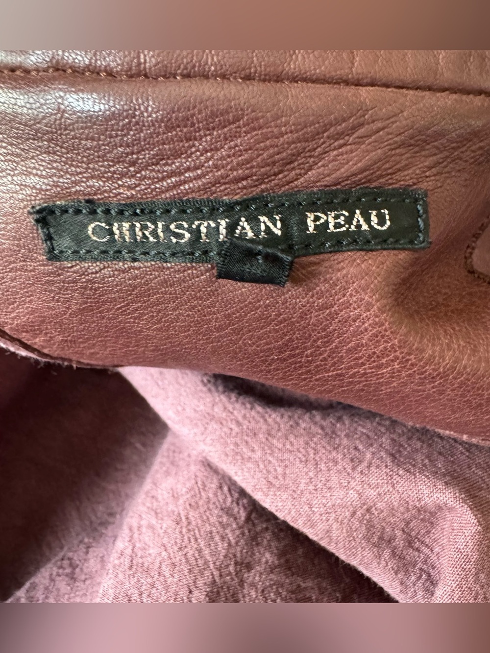 Vintage y2k Christian Peau Burgundy Goat Leather Moto Jacket sz 38 - Picture 15 of 16